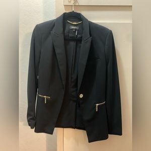 DKNY Black Blazer with Gold zippers, size 2 (Medium)